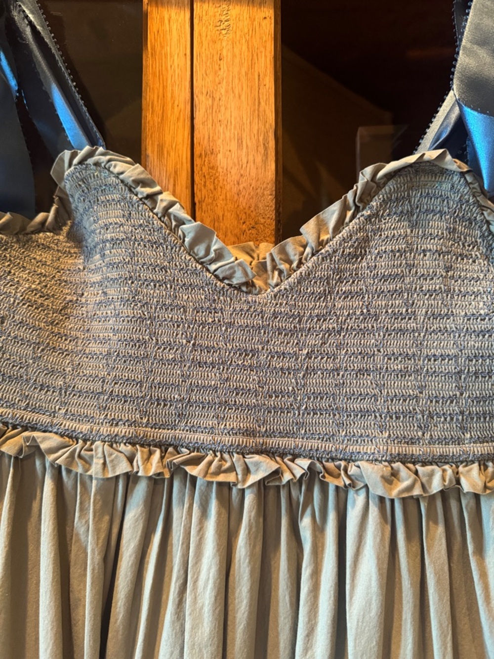 Free People Tiered Maxi Dress with Blue Tie Straps - Sage S - Picture 4 of 6